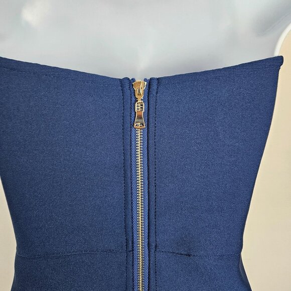 Womens Size XS Bandage Midi Halter Dress Ruffle Hem Zipper Closure Stretch Party - Picture 12 of 12